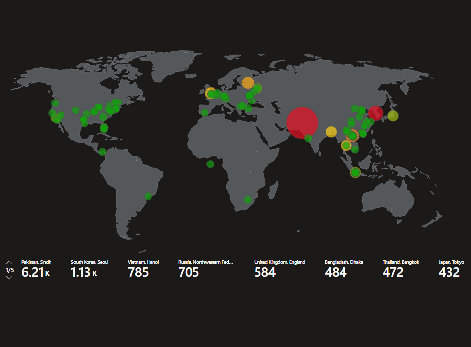 screenshot of Azure Sentinel World Map